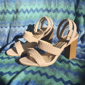 Blush Braided Heels with Block Heel